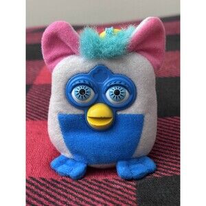 2000 McDonalds Kids Meal Furby Keychain Clip Plush Stuffed Animal Toy 4"